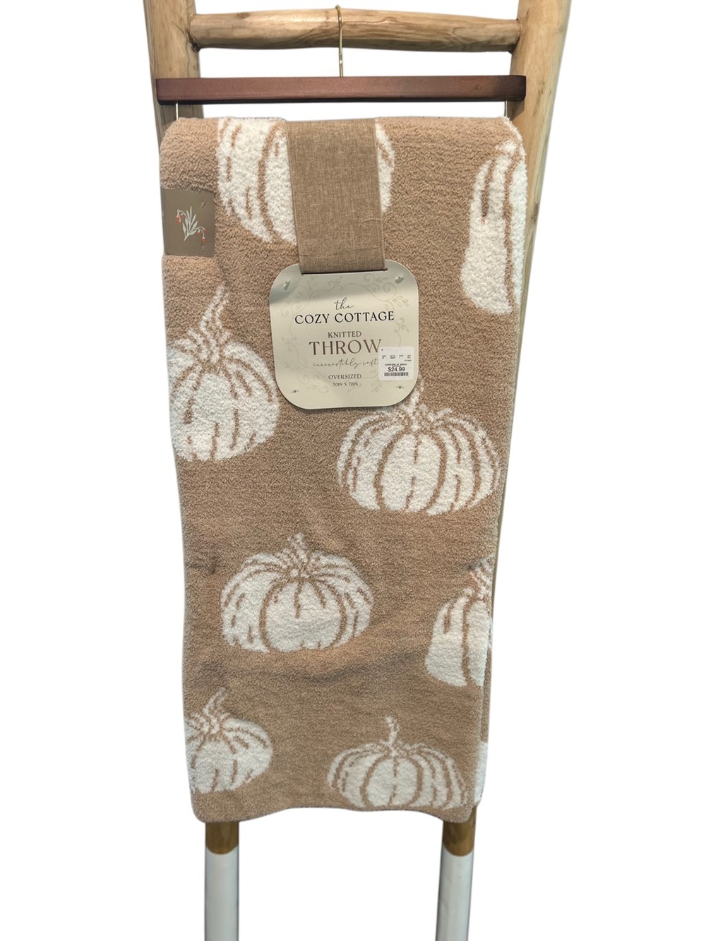 NWT The Cozy Cottage Pumpkin Oversized Knitted Throw Blanket Tan 50x70